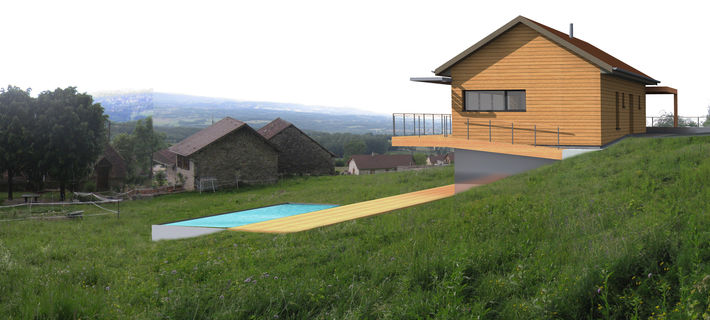 Maison neuve ouverte sur le paysage