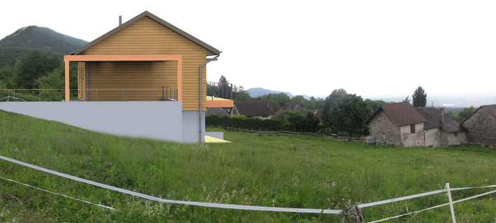 Maison neuve ouverte sur le paysage